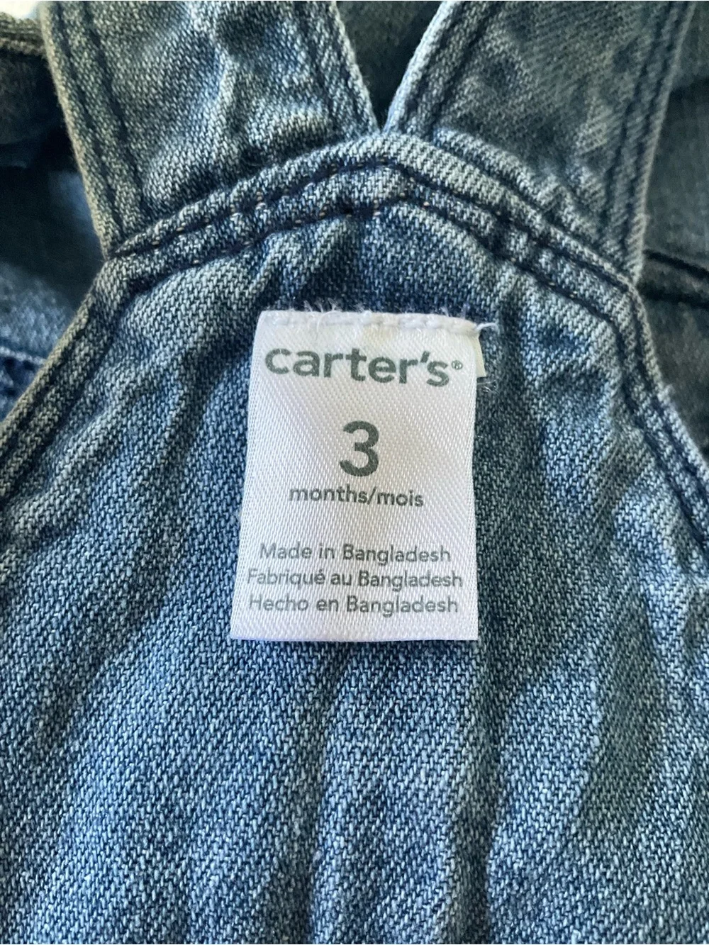 CARTER’S Baby 3 Month Blue Denim Jean Short Overalls with Heart Patch
